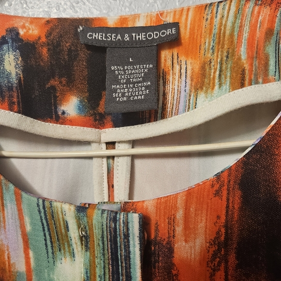 Chelsea & Theodore Orange and Blue Abstract Dress - Picture 4 of 4